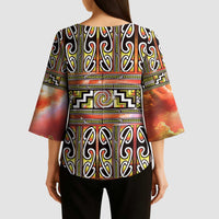 Maori Matariki Kimono Sleeve Blouse Yellow Galaxy Aesthetic Koru Art LT01 - Polynesian Pride