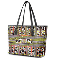 Maori Matariki Leather Tote Bag Yellow Galaxy Aesthetic Koru Art