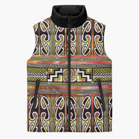 Maori Matariki Sleeveless Puffer Jacket Yellow Galaxy Aesthetic Koru Art