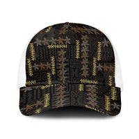 Hawaii Brown Plumeria Lei Black Baseball Net Cap Frangipani Floral Heritage Art