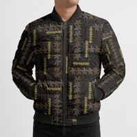 Hawaii Brown Plumeria Lei Black Bomber Puffer Jacket Frangipani Floral Heritage Art