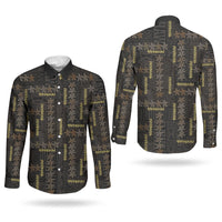 Hawaii Brown Plumeria Lei Black Couples Matching Off Shoulder Maxi Dress and Long Sleeve Button Shirt Frangipani Floral Heritage Art LT01 - Polynesian Pride