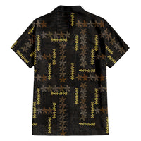 Hawaii Brown Plumeria Lei Black Family Matching Off The Shoulder Long Sleeve Dress and Hawaiian Shirt Frangipani Floral Heritage Art LT01 Dad's Shirt - Long Sleeve Black - Polynesian Pride