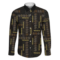 Hawaii Brown Plumeria Lei Black Family Matching Off The Shoulder Long Sleeve Dress and Hawaiian Shirt Frangipani Floral Heritage Art LT01 Daughter's Dress Black - Polynesian Pride