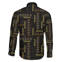 Hawaii Brown Plumeria Lei Black Family Matching Off The Shoulder Long Sleeve Dress and Hawaiian Shirt Frangipani Floral Heritage Art LT01 Son's Shirt Black - Polynesian Pride