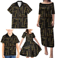 Hawaii Brown Plumeria Lei Black Family Matching Puletasi and Hawaiian Shirt Frangipani Floral Heritage Art