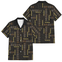 Hawaii Brown Plumeria Lei Black Family Matching Short Sleeve Bodycon Dress and Hawaiian Shirt Frangipani Floral Heritage Art LT01 Dad's Shirt - Short Sleeve Black - Polynesian Pride