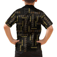 Hawaii Brown Plumeria Lei Black Kid Hawaiian Shirt Frangipani Floral Heritage Art LT01 - Polynesian Pride