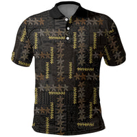 Hawaii Brown Plumeria Lei Black Polo Shirt Frangipani Floral Heritage Art LT01 Black - Polynesian Pride
