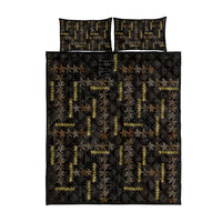 Hawaii Brown Plumeria Lei Black Quilt Bed Set Frangipani Floral Heritage Art