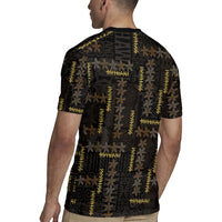 Hawaii Brown Plumeria Lei Black Rugby Jersey Frangipani Floral Heritage Art