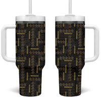 Hawaii Brown Plumeria Lei Black Tumbler With Handle Frangipani Floral Heritage Art