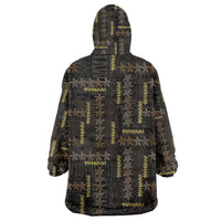 Hawaii Brown Plumeria Lei Black Wearable Blanket Hoodie Frangipani Floral Heritage Art
