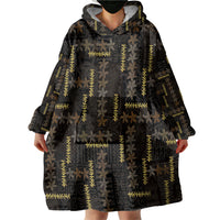 Hawaii Brown Plumeria Lei Black Wearable Blanket Hoodie Frangipani Floral Heritage Art