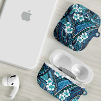 Polynesian Hibiscus Tropical Blue Floral AirPods Case Tribal Pattern - Polynesian Pride