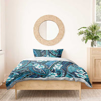 Polynesian Hibiscus Tropical Blue Floral Bedding Set Tribal Pattern - Polynesian Pride