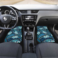 Polynesian Hibiscus Tropical Blue Floral Car Mats Tribal Pattern - Polynesian Pride
