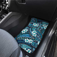 Polynesian Hibiscus Tropical Blue Floral Car Mats Tribal Pattern - Polynesian Pride