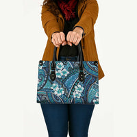 Polynesian Hibiscus Tropical Blue Floral Leather Bag Tribal Pattern - Polynesian Pride