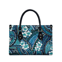 Polynesian Hibiscus Tropical Blue Floral Leather Bag Tribal Pattern - Polynesian Pride