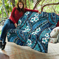 Polynesian Hibiscus Tropical Blue Floral Quilt Tribal Pattern - Polynesian Pride