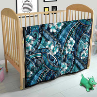 Polynesian Hibiscus Tropical Blue Floral Quilt Tribal Pattern - Polynesian Pride