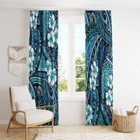Polynesian Hibiscus Tropical Blue Floral Window Curtain Tribal Pattern - Polynesian Pride