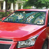 Polynesian Hibiscus Tropical Green Floral Auto Sun Shade Tribal Pattern - Polynesian Pride