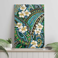 Polynesian Hibiscus Tropical Green Floral Canvas Wall Art Tribal Pattern - Polynesian Pride