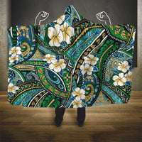 Polynesian Hibiscus Tropical Green Floral Hooded Blanket Tribal Pattern - Polynesian Pride