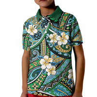 Polynesian Hibiscus Tropical Green Floral Kid Polo Shirt Tribal Pattern - Polynesian Pride