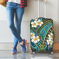 Polynesian Hibiscus Tropical Green Floral Luggage Cover Tribal Pattern - Polynesian Pride