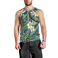 Polynesian Hibiscus Tropical Green Floral Men Tank Top Tribal Pattern - Polynesian Pride