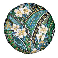 Polynesian Hibiscus Tropical Green Floral Spare Tire Cover Tribal Pattern - Polynesian Pride