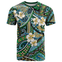 Polynesian Hibiscus Tropical Green Floral T Shirt Tribal Pattern - Polynesian Pride