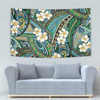 Polynesian Hibiscus Tropical Green Floral Tapestry Tribal Pattern - Polynesian Pride
