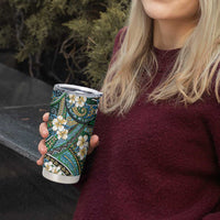 Polynesian Hibiscus Tropical Green Floral Tumbler Cup Tribal Pattern - Polynesian Pride