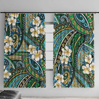 Polynesian Hibiscus Tropical Green Floral Window Curtain Tribal Pattern - Polynesian Pride