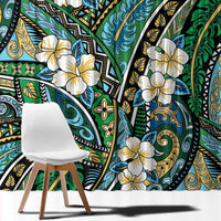 Polynesian Hibiscus Tropical Green Floral Window Curtain Tribal Pattern - Polynesian Pride