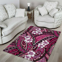 Polynesian Hibiscus Tropical Pink Floral Area Rug Tribal Pattern - Polynesian Pride