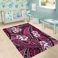 Polynesian Hibiscus Tropical Pink Floral Area Rug Tribal Pattern - Polynesian Pride