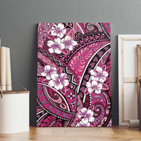Polynesian Hibiscus Tropical Pink Floral Canvas Wall Art Tribal Pattern - Polynesian Pride