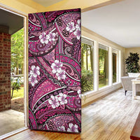 Polynesian Hibiscus Tropical Pink Floral Door Cover Tribal Pattern - Polynesian Pride