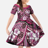 Polynesian Hibiscus Tropical Pink Floral Family Matching Puletasi and Hawaiian Shirt Tribal Pattern - Polynesian Pride