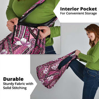 Polynesian Hibiscus Tropical Pink Floral Grocery Bag Tribal Pattern - Polynesian Pride