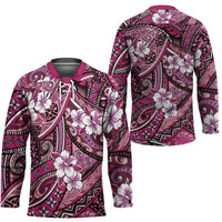 Polynesian Hibiscus Tropical Pink Floral Hockey Jersey Tribal Pattern - Polynesian Pride