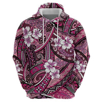 Polynesian Hibiscus Tropical Pink Floral Hoodie Tribal Pattern - Polynesian Pride