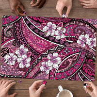 Polynesian Hibiscus Tropical Pink Floral Puzzle Tribal Pattern - Polynesian Pride