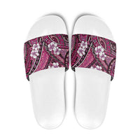 Polynesian Hibiscus Tropical Pink Floral Slide Sandals Tribal Pattern - Polynesian Pride