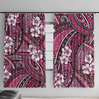 Polynesian Hibiscus Tropical Pink Floral Window Curtain Tribal Pattern - Polynesian Pride